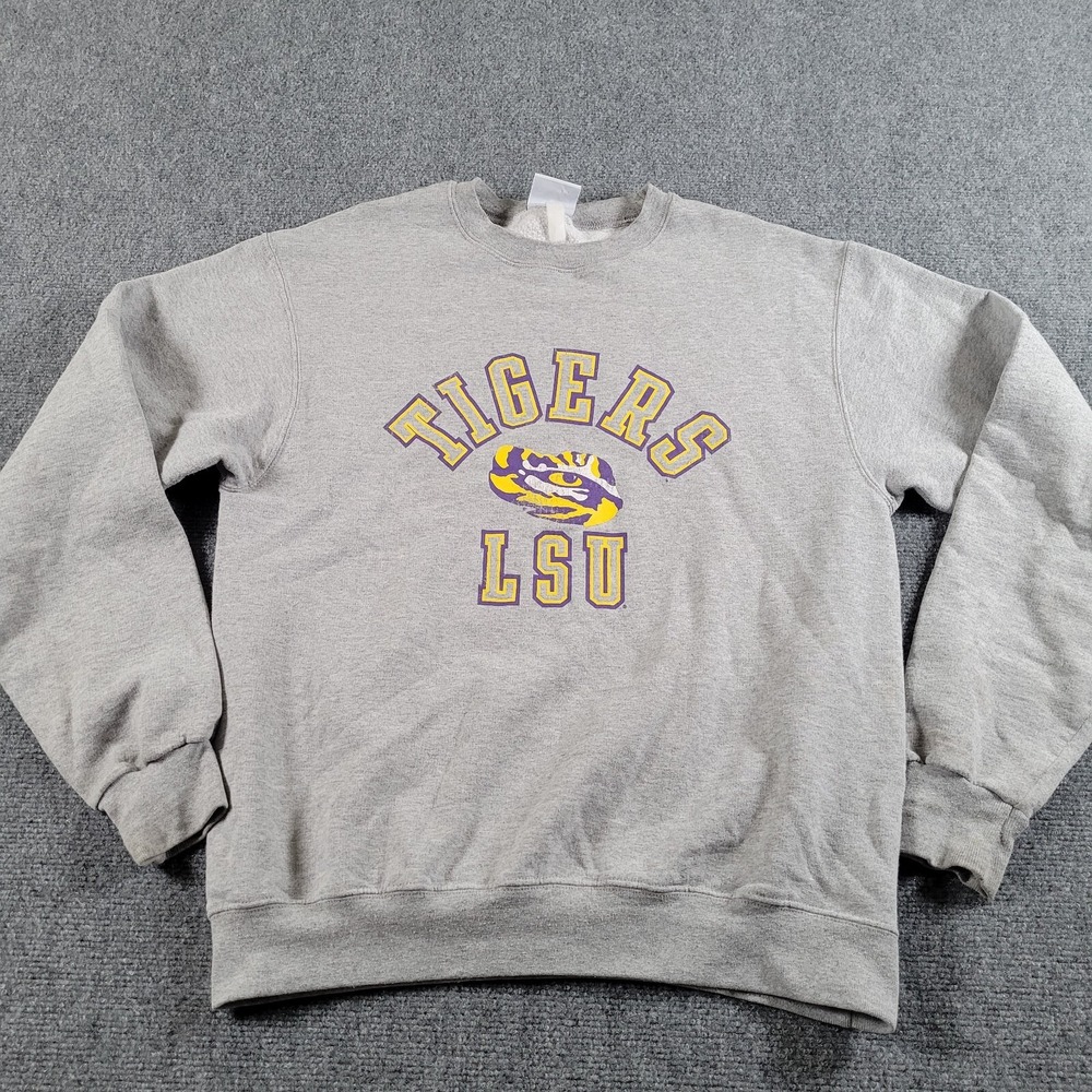 LSU Tigers Crewneck Sweatshirt Mens M Champion ECO Gray Louisiana State *READ*‎
